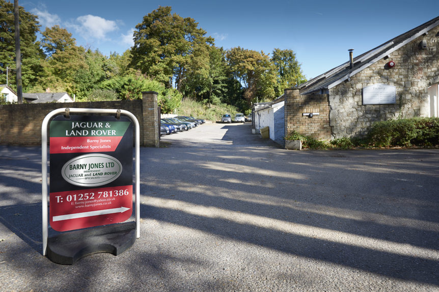 The entrance to the workshop off Crondall Lane